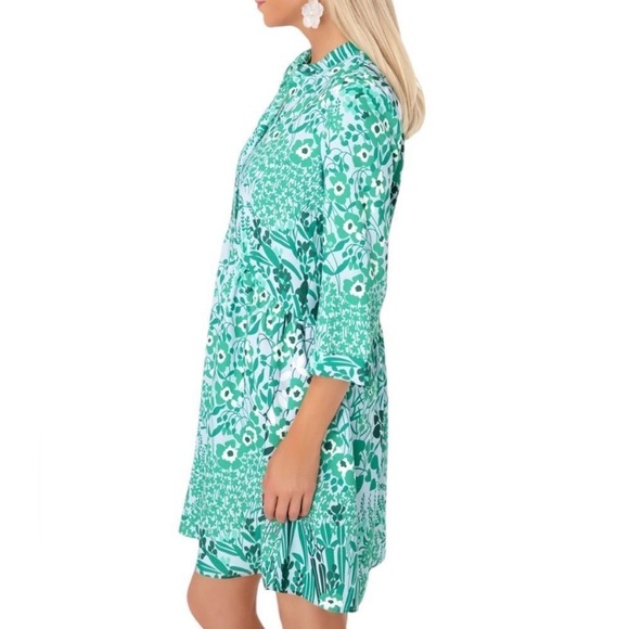 Tuckernuck Wildflower Silk Royal Shirt Dress in green S - Picture 2 of 7
